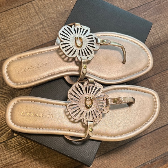 Coach Women's Metallic Gold Sandals - Picture 8 of 13